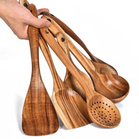 Kitchen set tools, Thai teak, natural wood cutlery spoon, rice strainer spoon, spoon, cooking spoon