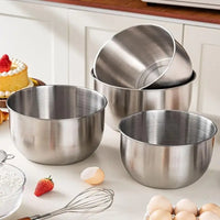 1Pc Multi-Purpose Stainless Steel Bowl - Deep Mixing Basin for Baking Cake Egg Beater Salad, Fruit Storage Kitchen Cooking Tool