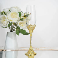 Luxury Crystal Rimmed Champagne Glass Drink Goblet Cup Wedding Toasting Flute Wine Glasses Set Rhinestone Drinkware Glasses Gift
