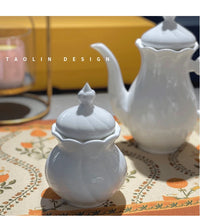 White Bone China Teapot Creative Spiral Pattern Coffee Pot Ceramics Milk Jug Sugar Bowl European Afternoon Tea Drinkware