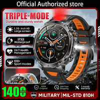 Newly Durable 1400mAh Large Battery Smart Watch Men 1.7" HD Screen IP68K Waterproof LED Flashlight Sports BT Call Smart Bracele