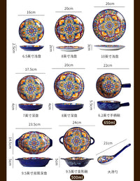 Ceramic Tableware Set Rice Bowl Serving Plate Creative Cutlery Soup Plate Noodle Handle Bowl Sauce Dish Steak Salad Fruit Plate