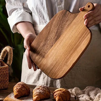 Kitchen Wooden Cutting Board with Handle Food Safe Cutting Board for Fruits Vegetables Cheese Bread Fish Desserts Serving Board