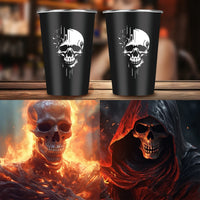 LKKCHER 500ml Pint Glass Skull Pattern 3.25oz Weizen Glass 2pcs/Set Stainless Steel Large Capacity Drinkware for Beer Gifts Set