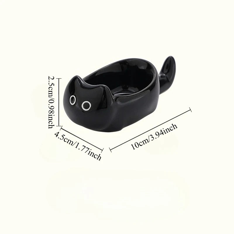 Ceramic Cat-Shaped Mini Dipping Plate Side Dish Small Bowl Home Diningware Kitchen Table Decorative Cat Bowl