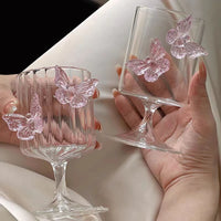 Glass Decanter Pink Butterfly Decor Elegant Goblet Wine Decanter Home Party Women's Wine Glass Dining Table Kettle Drinkware