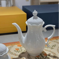 White Bone China Teapot Creative Spiral Pattern Coffee Pot Ceramics Milk Jug Sugar Bowl European Afternoon Tea Drinkware