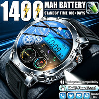 Newly Durable 1400mAh Large Battery Smart Watch Men 1.7" HD Screen IP68K Waterproof LED Flashlight Sports BT Call Smart Bracele