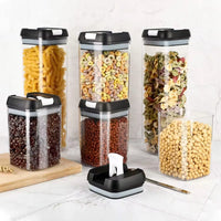 7pcs Airtight Food Container Sets BPA Free Plastic Storage Box with Clip Lid See Clear Storage Jar for Kitchen Dry Food Storage