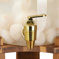 Beverage Dispenser Glass Drink Dispenser W Support Faucet Cold Drink Jar Wooden Stand Serving Ware Easy to Clean Party Equipment