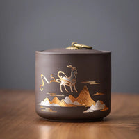 Ceramic Purple Clay Jar Black Tea Tin Pu'er Storage Sealed Jars Household Moisture-Proof Sealed Jar Nut Food Storage Container