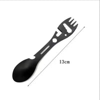 Camping Utensils Set Stainless Steel Outdoor Survival Gear 5 in 1 Tableware Travel Hiking Cutlery Fork Spoon Opener