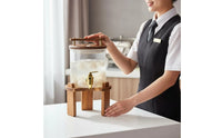 Beverage Dispenser Glass Drink Dispenser W Support Faucet Cold Drink Jar Wooden Stand Serving Ware Easy to Clean Party Equipment