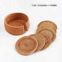 8-10cm Rattan Cup Mat 6Pcs Drink Coasters Set for Kungfu Tea Accessories Round Tableware Placemat Dish Mat Rattan Weave Cup Mat