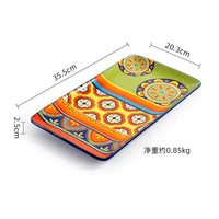 1pcs Ceramic Tableware Bohemian Flat Dinner Plate Western Steak Salad Dessert Cake Plate Shallow Dish Dessert Kitchen Dinnerware