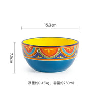 1pcs Ceramic Tableware Bohemian Flat Dinner Plate Western Steak Salad Dessert Cake Plate Shallow Dish Dessert Kitchen Dinnerware