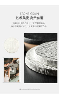 Main Dish Tableware Rock Plate  Stone Grain Ceramic Western Food Steak Plate Japanese Plate Home Western Food Display Tray