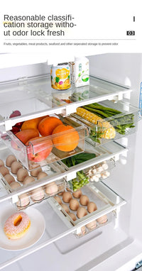 NEW Refrigerator Drawer Plastic Clear Fridge Organizer Slide Under Shelf Drawer Box Rack Holder Kitchen Fruit Food Storage Box