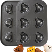 Cute Cartoon Bear Baking Mold 4 Cavities Baking Tray Non-stick Carbon Steel Tray DIY Decorative Cookies Mould Baking Supplies