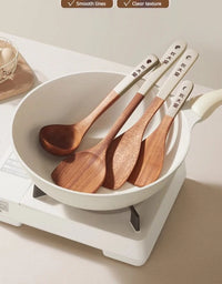 COOKER KING 4 In1 Cooking Tool Set Ebony Spatula and Spoon for Kitchen Use Kitchenware Exquisite Kitchen Tools Gift To Family