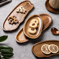 Tableware Solid Wood Food Tray Round Rectangle Dessert Plate Japanese-style Wooden Snack Fruit Tea Saucer Pallet Bread Board