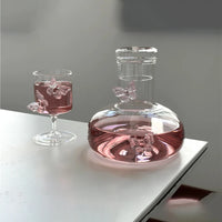 Glass Decanter Pink Butterfly Decor Elegant Goblet Wine Decanter Home Party Women's Wine Glass Dining Table Kettle Drinkware