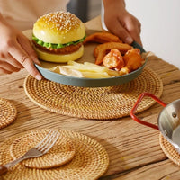 8-10cm Rattan Cup Mat 6Pcs Drink Coasters Set for Kungfu Tea Accessories Round Tableware Placemat Dish Mat Rattan Weave Cup Mat