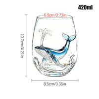 Blue Ringed Octopus Glassware 420ml 2D Clear Novelty Coastal Marine Animal Drinking Glass for Juice Milk Coffee Housewarming