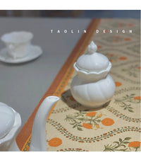 White Bone China Teapot Creative Spiral Pattern Coffee Pot Ceramics Milk Jug Sugar Bowl European Afternoon Tea Drinkware