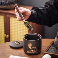 Ceramic Purple Clay Jar Black Tea Tin Pu'er Storage Sealed Jars Household Moisture-Proof Sealed Jar Nut Food Storage Container