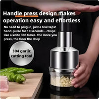 Kitchen Manual Tools Vertical Hand Press Garlic Cutter Chopper Onion Nuts Cutter Vegetable Food Chopper with Storage Container