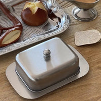 Stainless Steel Butter Tray,Retro French Butter Box Storage Box with Lid Butter Tray, Tableware Dessert Tray,Kitchen Tableware