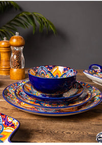 Ceramic Tableware Set Rice Bowl Serving Plate Creative Cutlery Soup Plate Noodle Handle Bowl Sauce Dish Steak Salad Fruit Plate