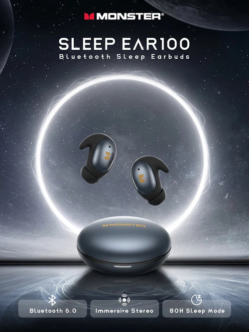 Monster Passive Noise Canceling Sleep Earphone Bluetooth 6.0 Sleep Earbuds for Side Sleepers Hifi Stereo TWS Wireless Headphone