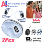 Ai Translator Headphones 144 Languages Wireless Real Time Translation Bluetooth Headset Waterproof Earbud For Business Travel