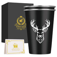 LKKCHER 500ml Pint Glass Skull Pattern 3.25oz Weizen Glass 2pcs/Set Stainless Steel Large Capacity Drinkware for Beer Gifts Set
