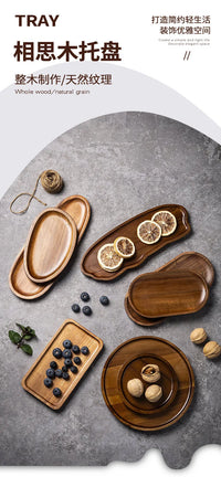 Tableware Solid Wood Food Tray Round Rectangle Dessert Plate Japanese-style Wooden Snack Fruit Tea Saucer Pallet Bread Board