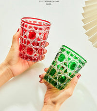 European Style Colorful Crystal Whisky Glass Cup Beer Cup Coffee Latte Mug Household Drinkware Party Restaurant Wine Glasses Cup