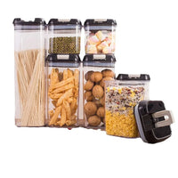 7pcs Airtight Food Container Sets BPA Free Plastic Storage Box with Clip Lid See Clear Storage Jar for Kitchen Dry Food Storage