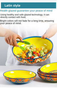 1pcs Ceramic Tableware Bohemian Flat Dinner Plate Western Steak Salad Dessert Cake Plate Shallow Dish Dessert Kitchen Dinnerware