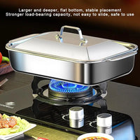 Deep Dish Stainless Steel Cookware, Covered Baking Tray with Lid, Heat-resistant Oven Safe Pot for Grilling & Daily Cooking