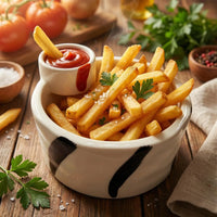 Ceramic Dip Bowl, French Fries Bowl with Small Plate, Heat-resistant Tableware, Household Snack Plate, Kitchen Tableware
