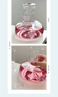 Glass Decanter Pink Butterfly Decor Elegant Goblet Wine Decanter Home Party Women's Wine Glass Dining Table Kettle Drinkware