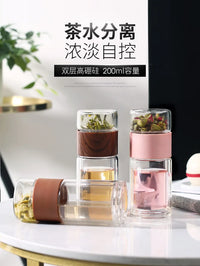 D5 Double Glass Water Bottle Tea Drink Items Bottle Infuser Tumbler Drinkware Gym Water Bottle Children Travel Sports Cup Bottle
