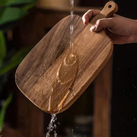 Kitchen Wooden Cutting Board with Handle Food Safe Cutting Board for Fruits Vegetables Cheese Bread Fish Desserts Serving Board