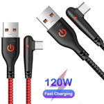 120W 90 Degree Quick Charging Data Wire Charger Cable USB C Cable Fast Charging Cord for Electronic General Smart Devices