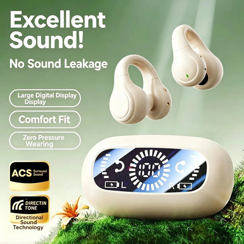 Wireless Headphones Bluetooth Headset With Mic Handsfree Noise Canceling Earphones Clip Ear Music Sports Gaming Earplug