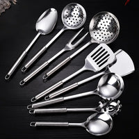 9-Piece Stainless Steel Kitchen Utensil Set, Multi-Purpose Cooking Tools, Including Turner Spatula, Ladle, Slotted Turner