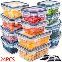 48PCS BPA-Free Food Storage Set – 24 Airtight Containers with Lids & Labels for Kitchen, Pantry & Travel