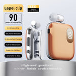K91 Bluetooth V6.0 ENC Noise Canceling 90h playtime LED Power Display Retractable lapel clip Earphone for Meeting Driving
